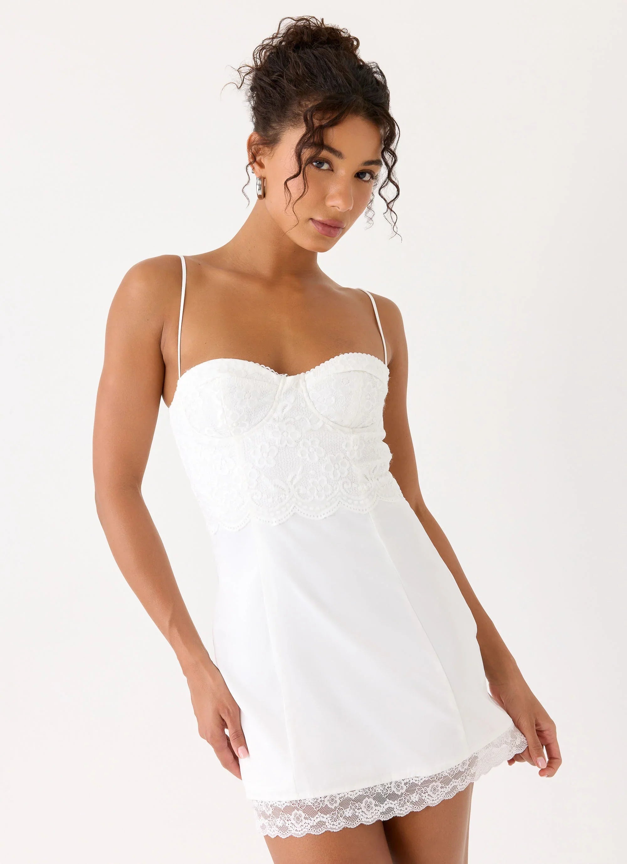 Aloura Lace Mini Dress White