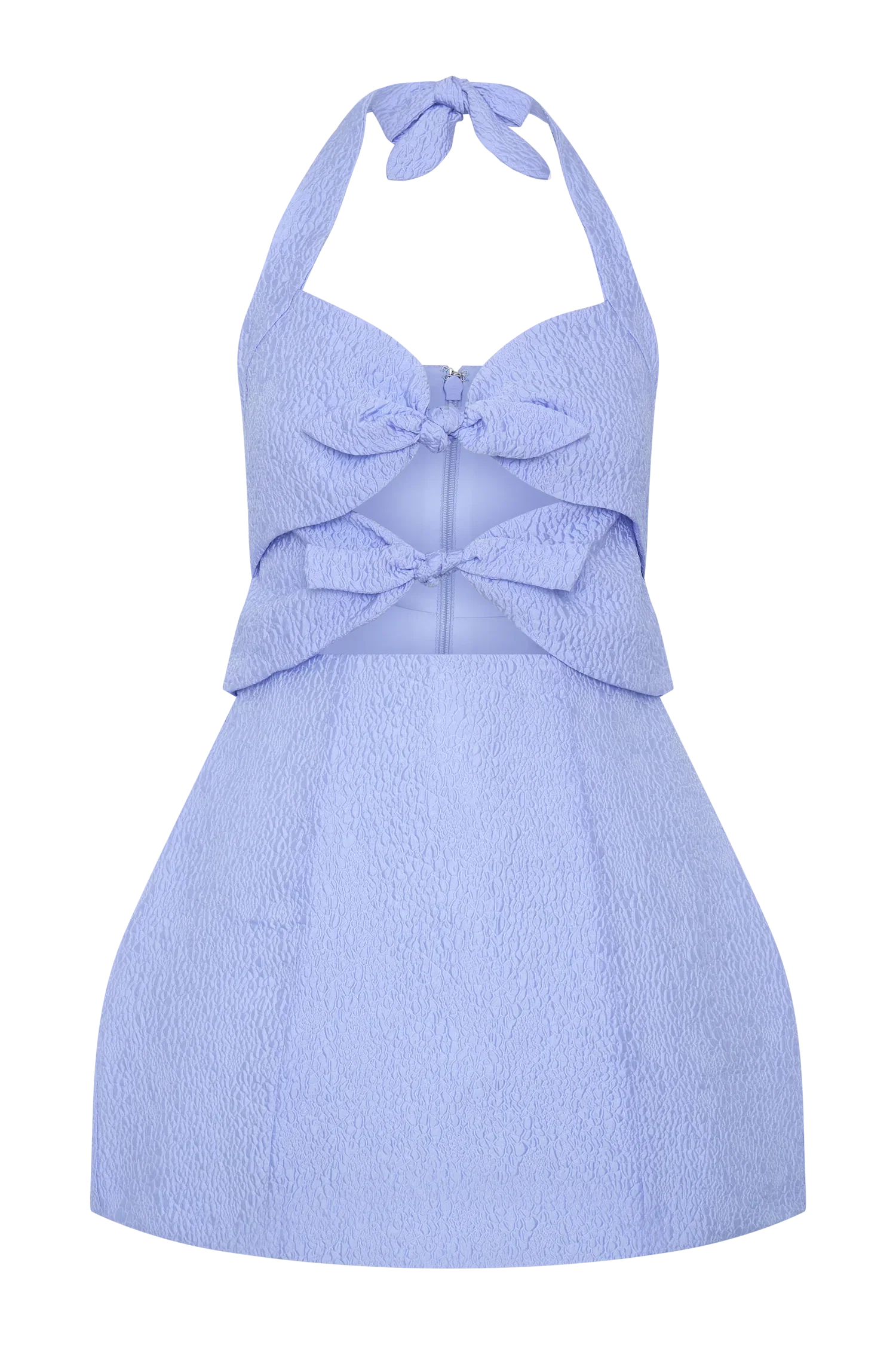 Ella Bow Detail Halter Mini Dress Periwinkle Blue