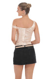 Satin Off Shoulder Top in Champagne