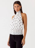 Willow Chiffon Top White Polkadot