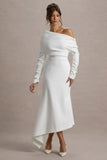 Lou White One Shoulder Asymmetric Maxi Dress