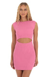 Ribbed Knit Cutout Dress in Pink