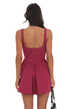 Square Neck A line Dress in Magenta