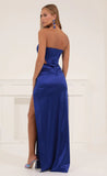 Satin Cutout Corset Maxi in Blue