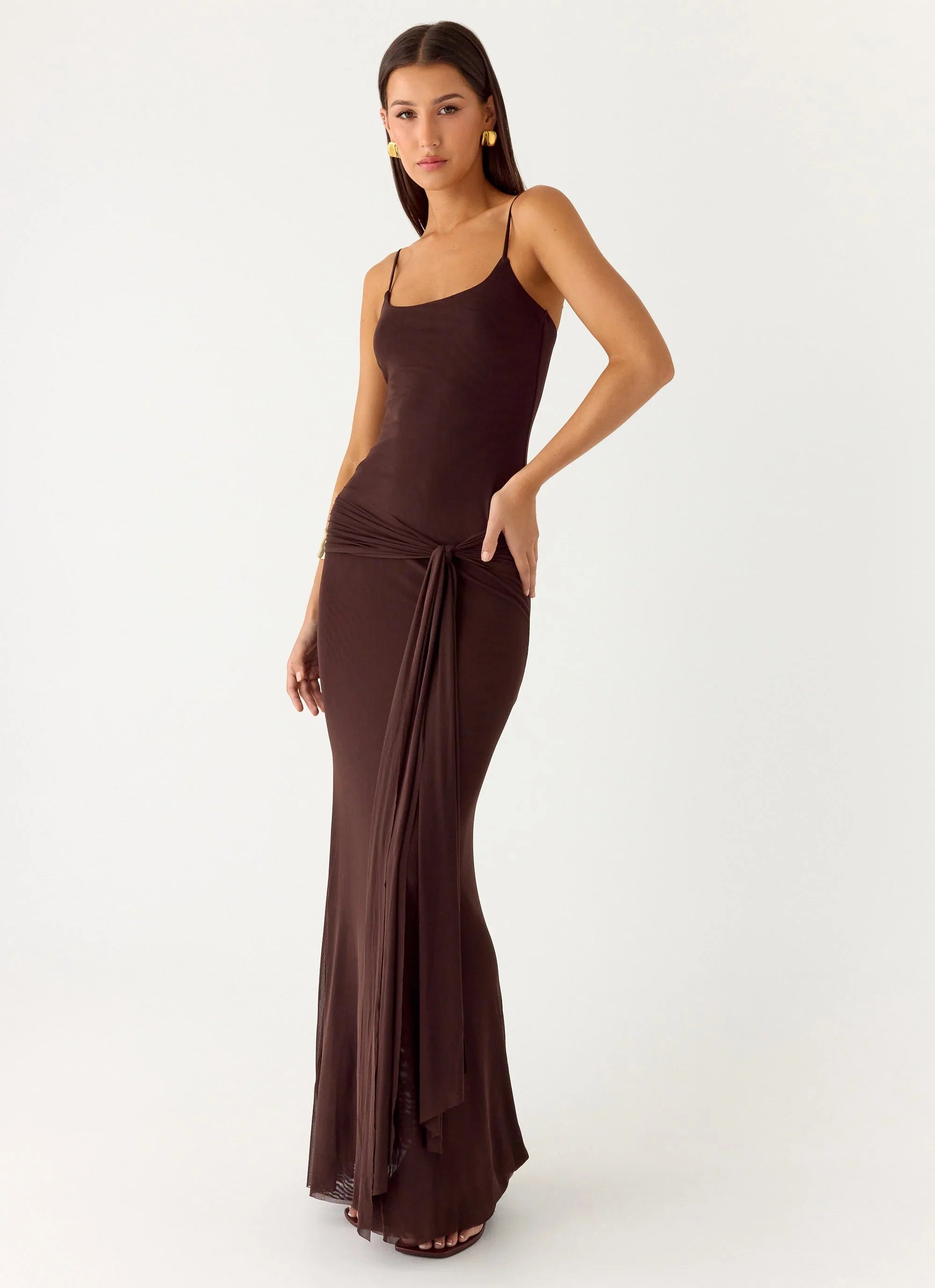 Matoma Bodysuit Maxi Dress Cool Chocolate