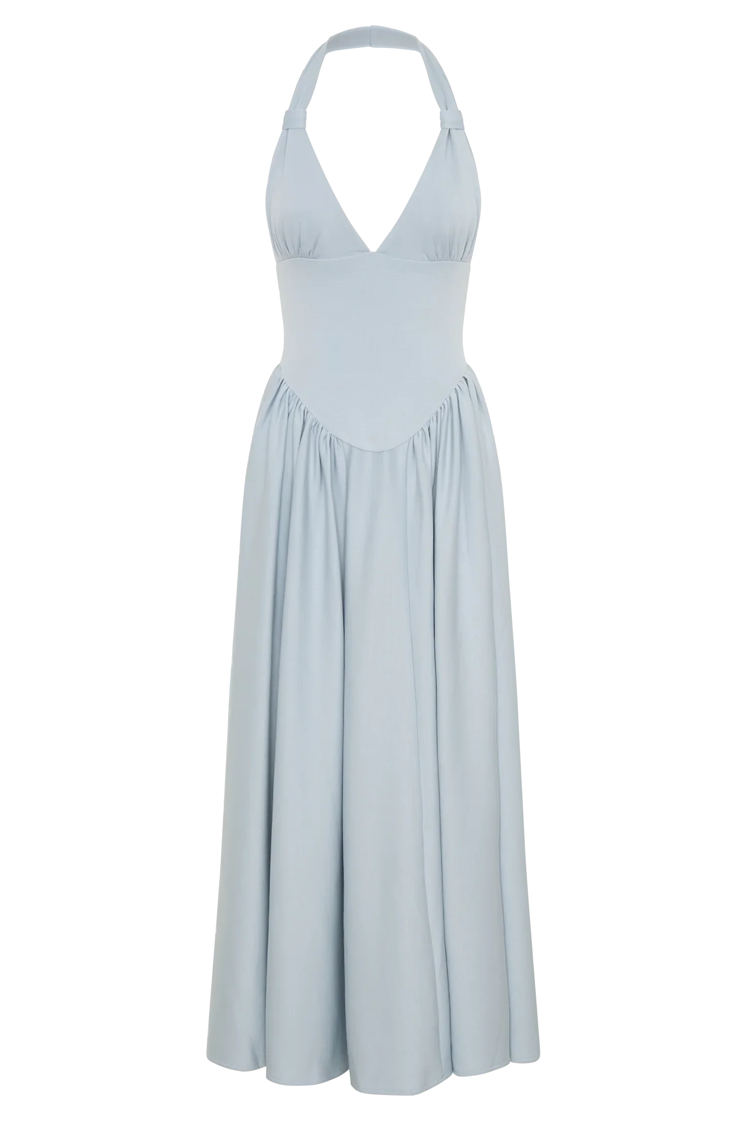 Angelina Scuba Halter Midi Dress Pale Blue