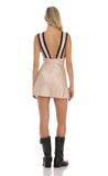 Lace Satin V Neck Dress in Camel