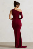 Contradiction Port One Sleeve Asymmetric Maxi Dress