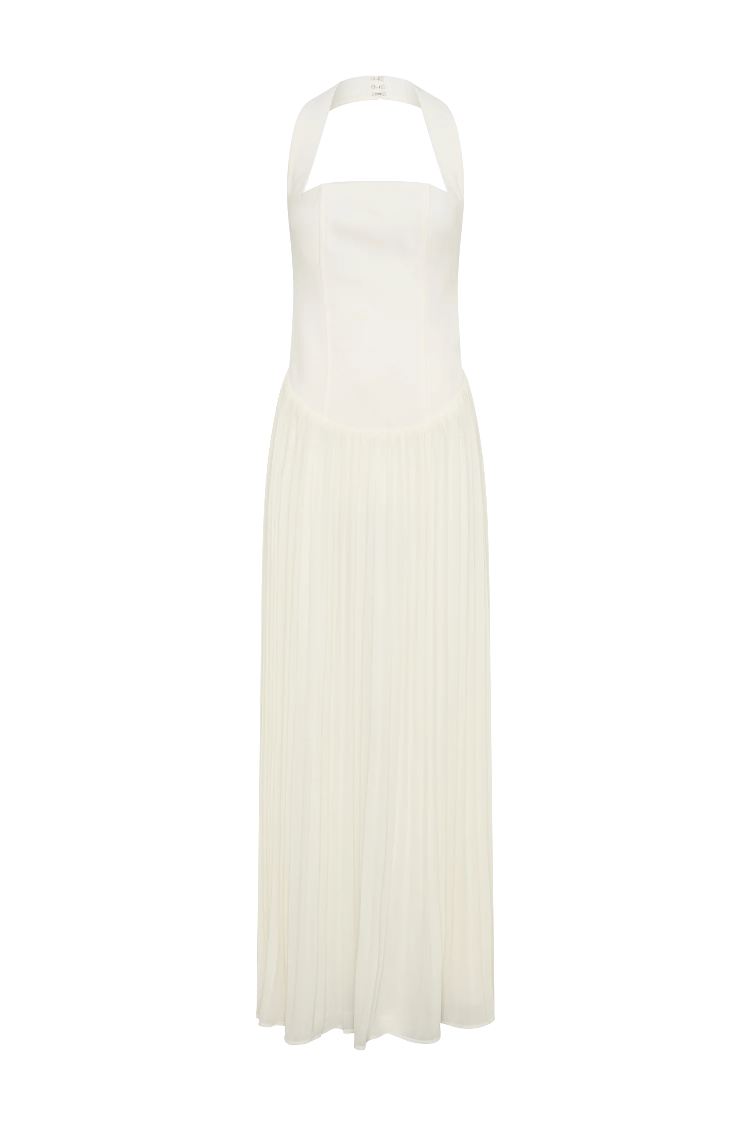 Stacie Pleated Halter Maxi Dress Ivory