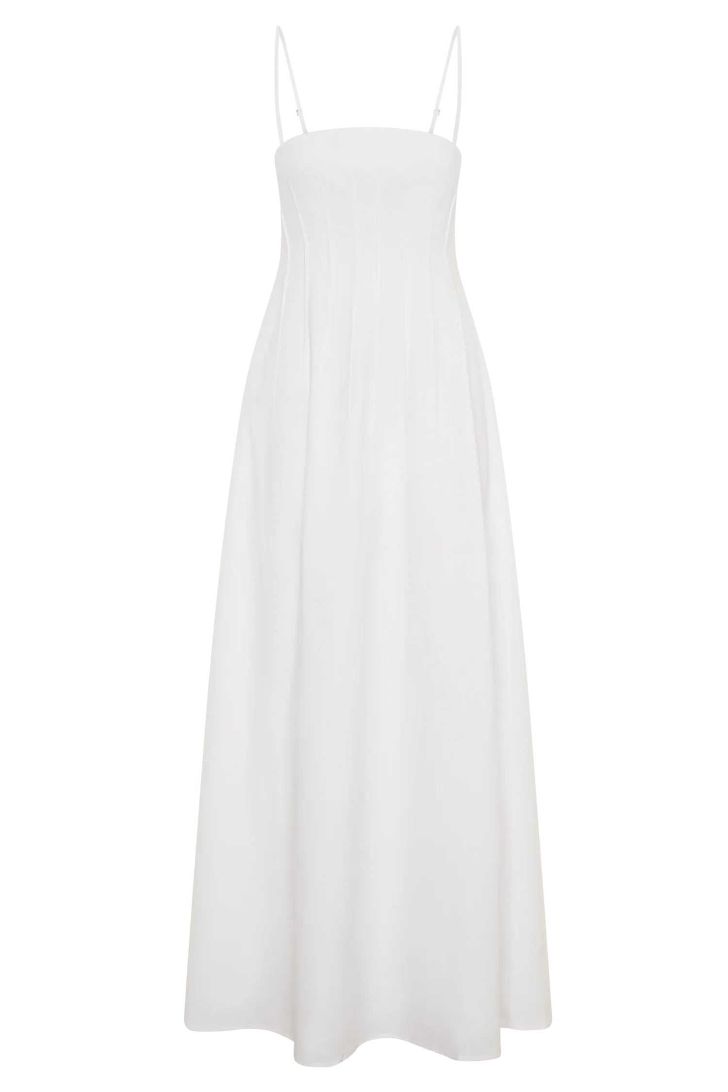 Sofie Pintuck Linen Maxi Dress White