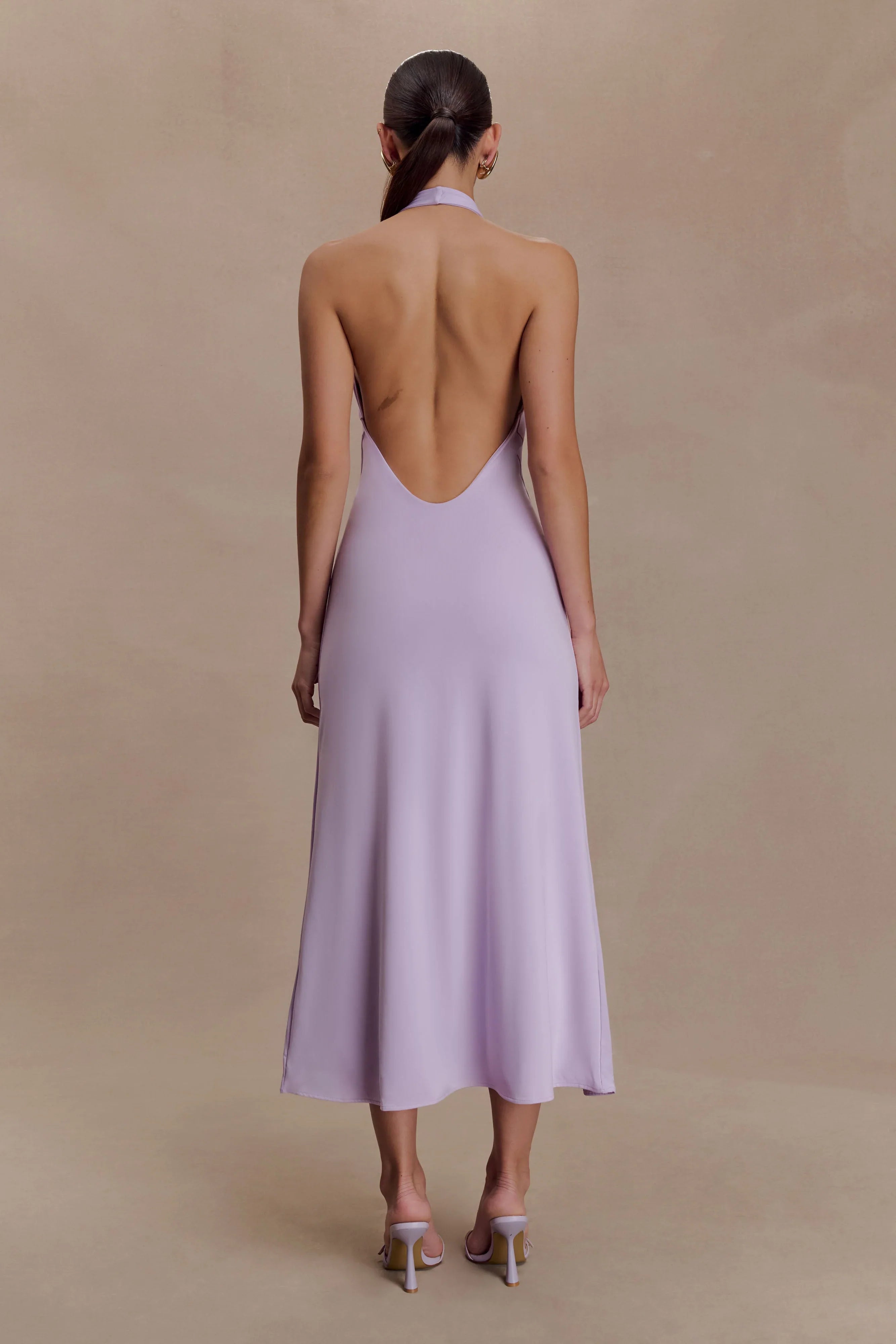Genie Slinky Halter Midi Dress Lilac