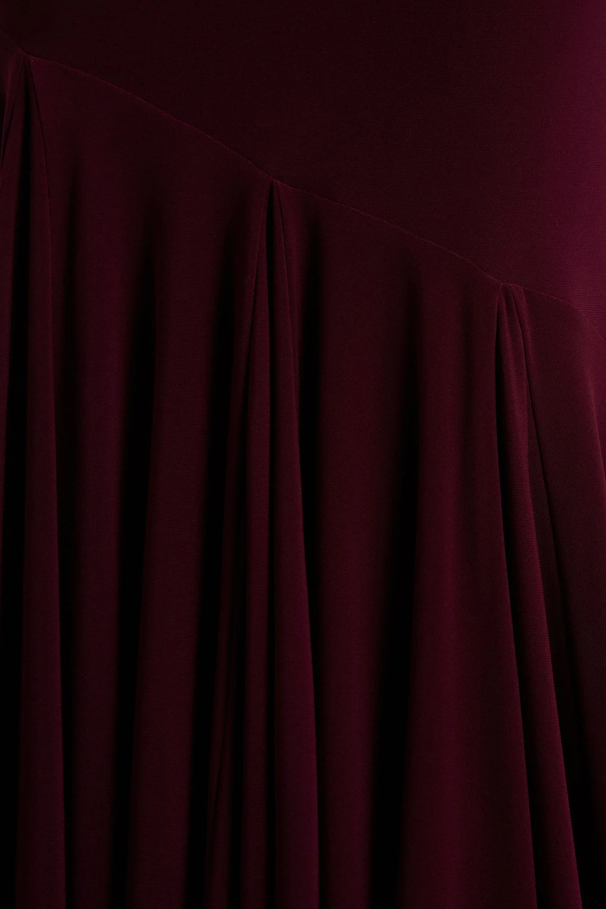 Zya Dark Plum Asymmetric Neck Fishtail Maxi Dress