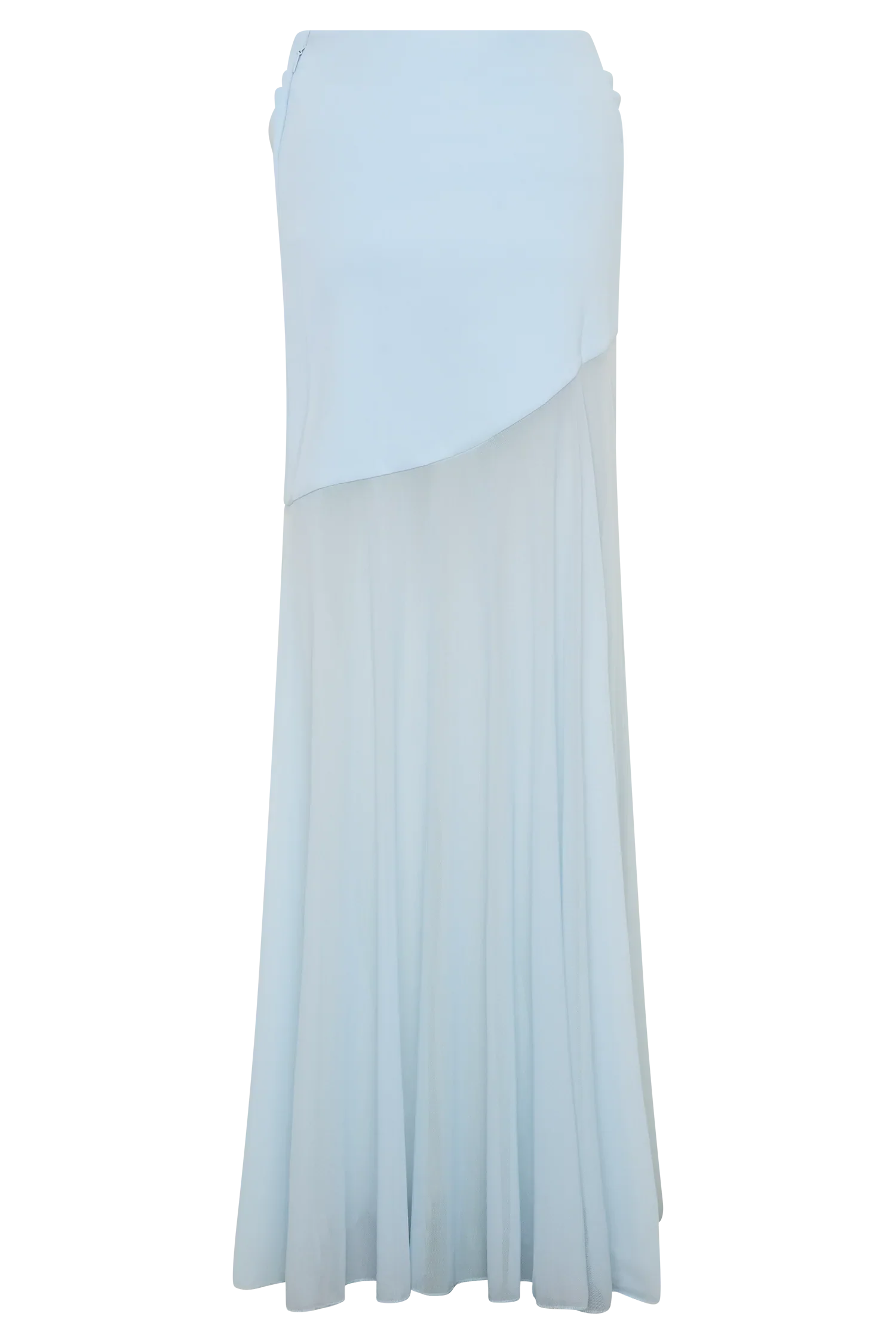 Portia Scuba And Mesh Maxi Skirt Pale Blue