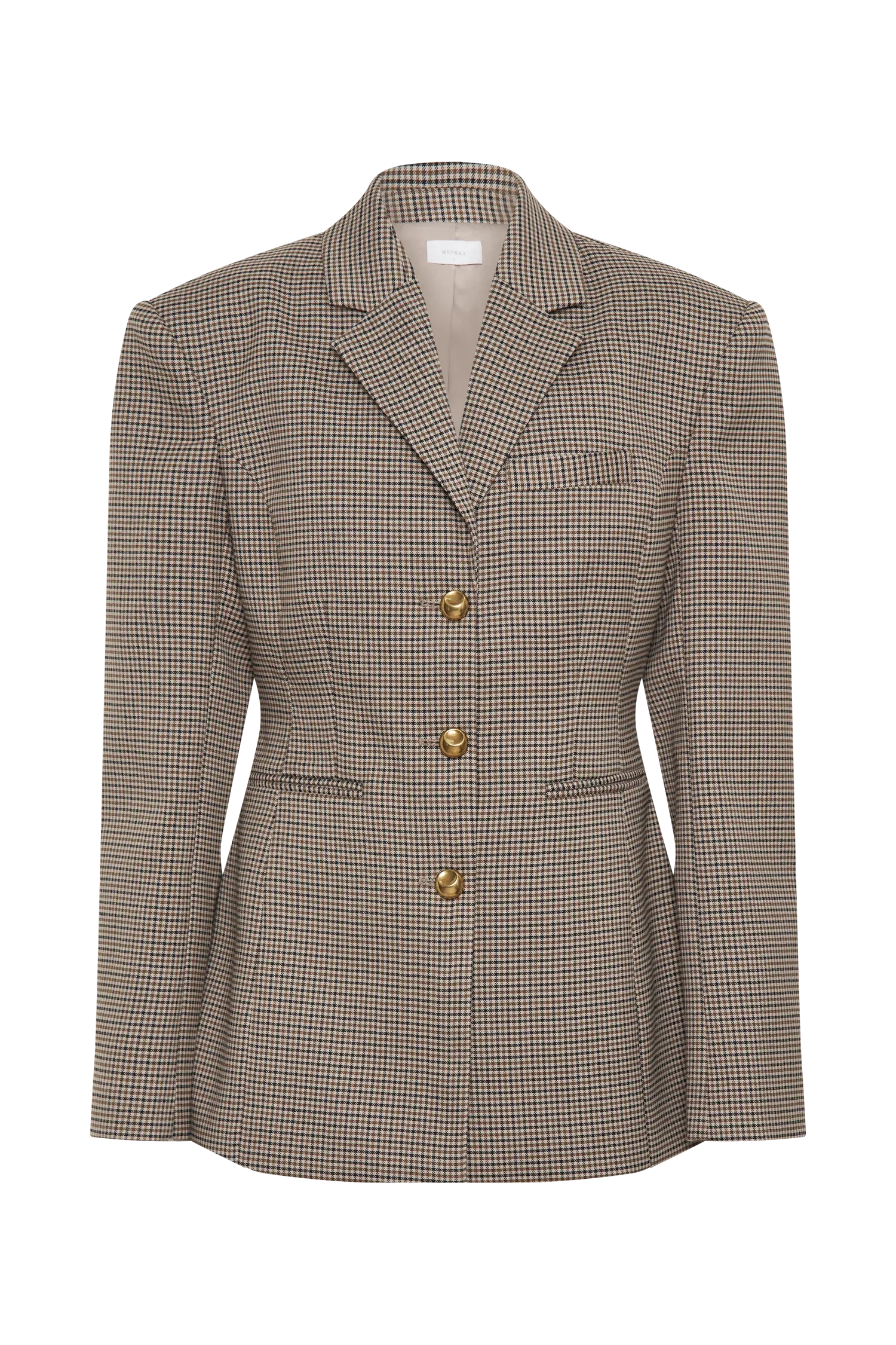 Mila Shaped Blazer Tan Check