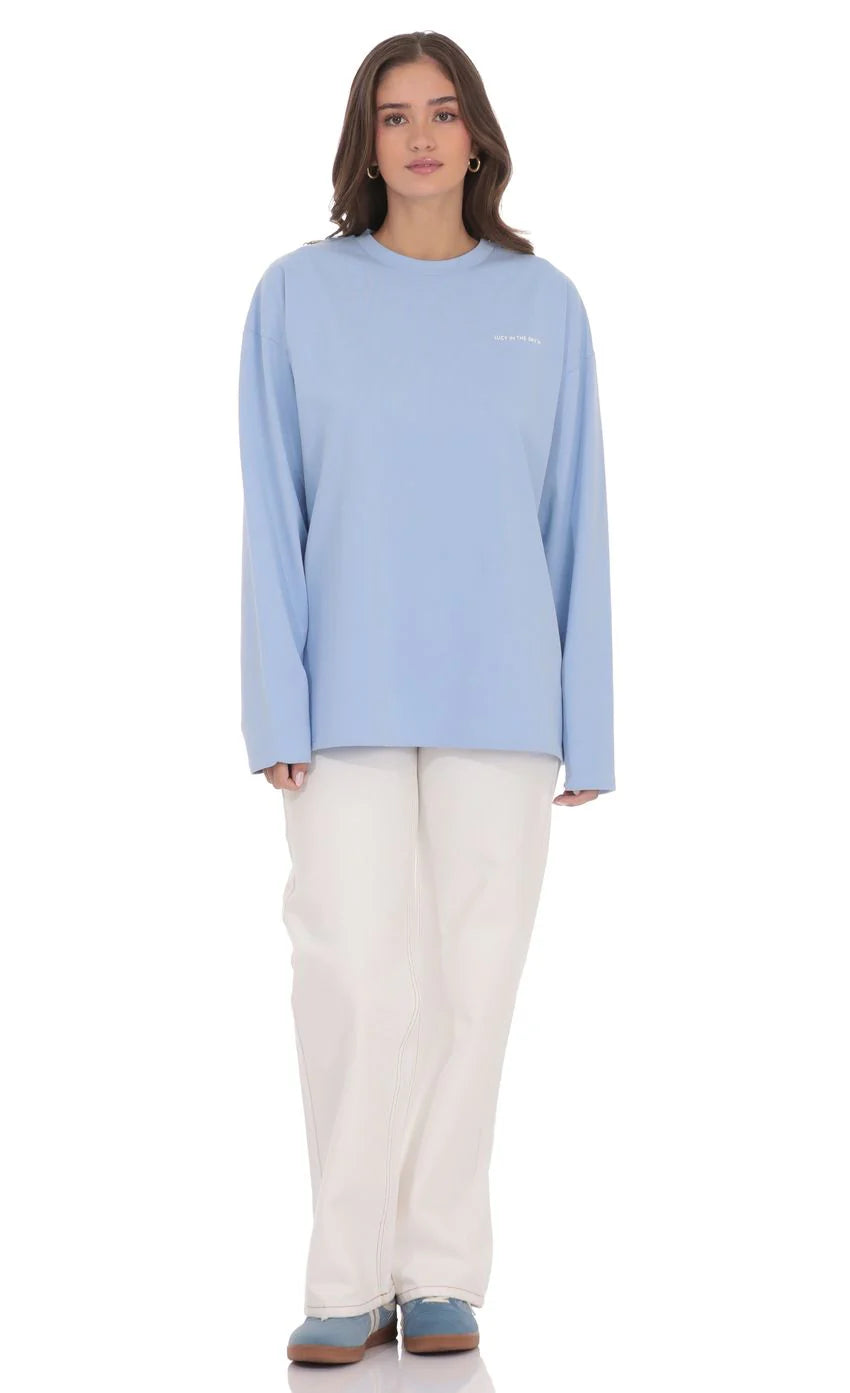 LA Graphic Crewneck Shirt in Light Blue
