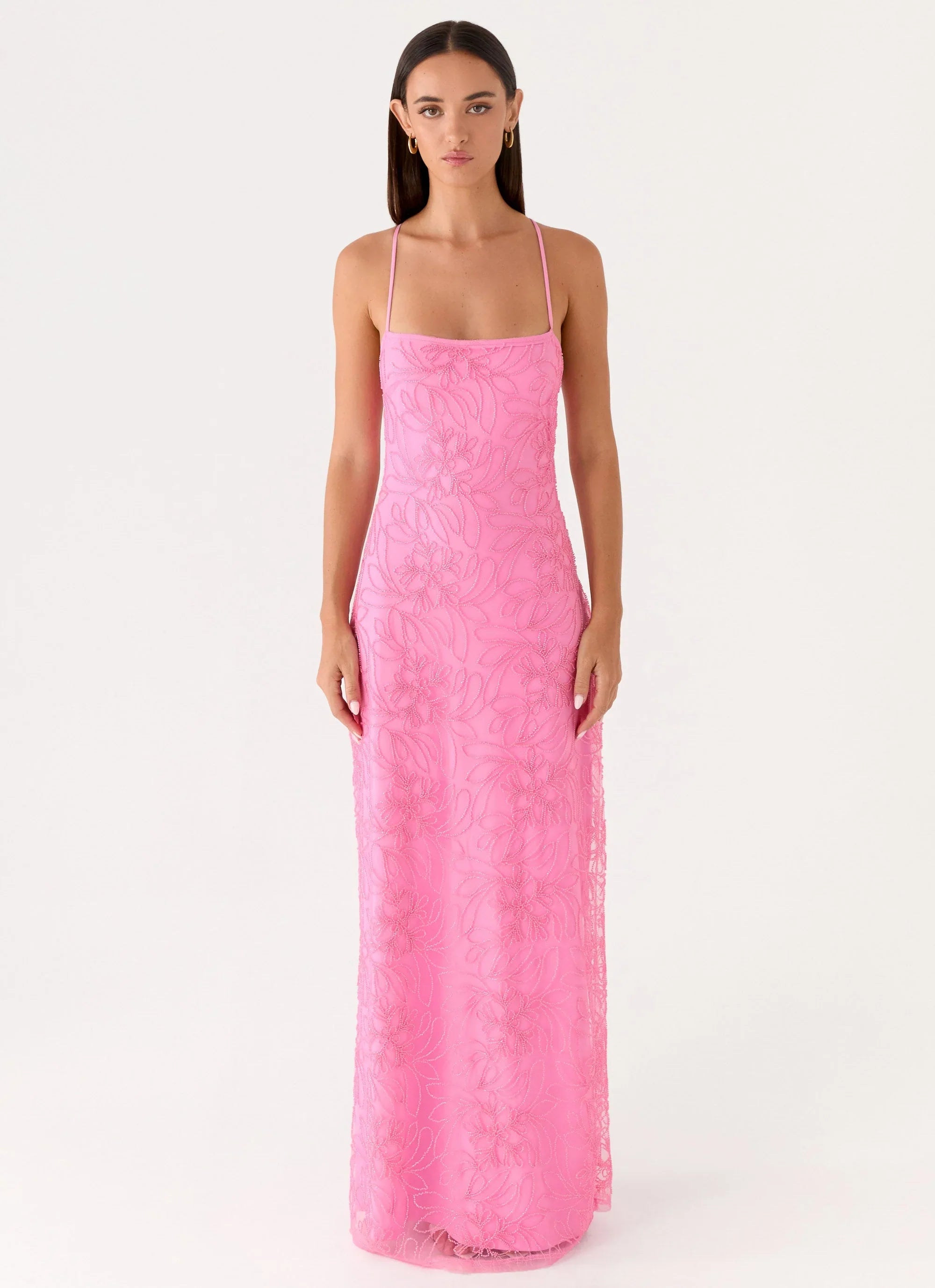 Wonyoung Beaded Maxi Dress Pink