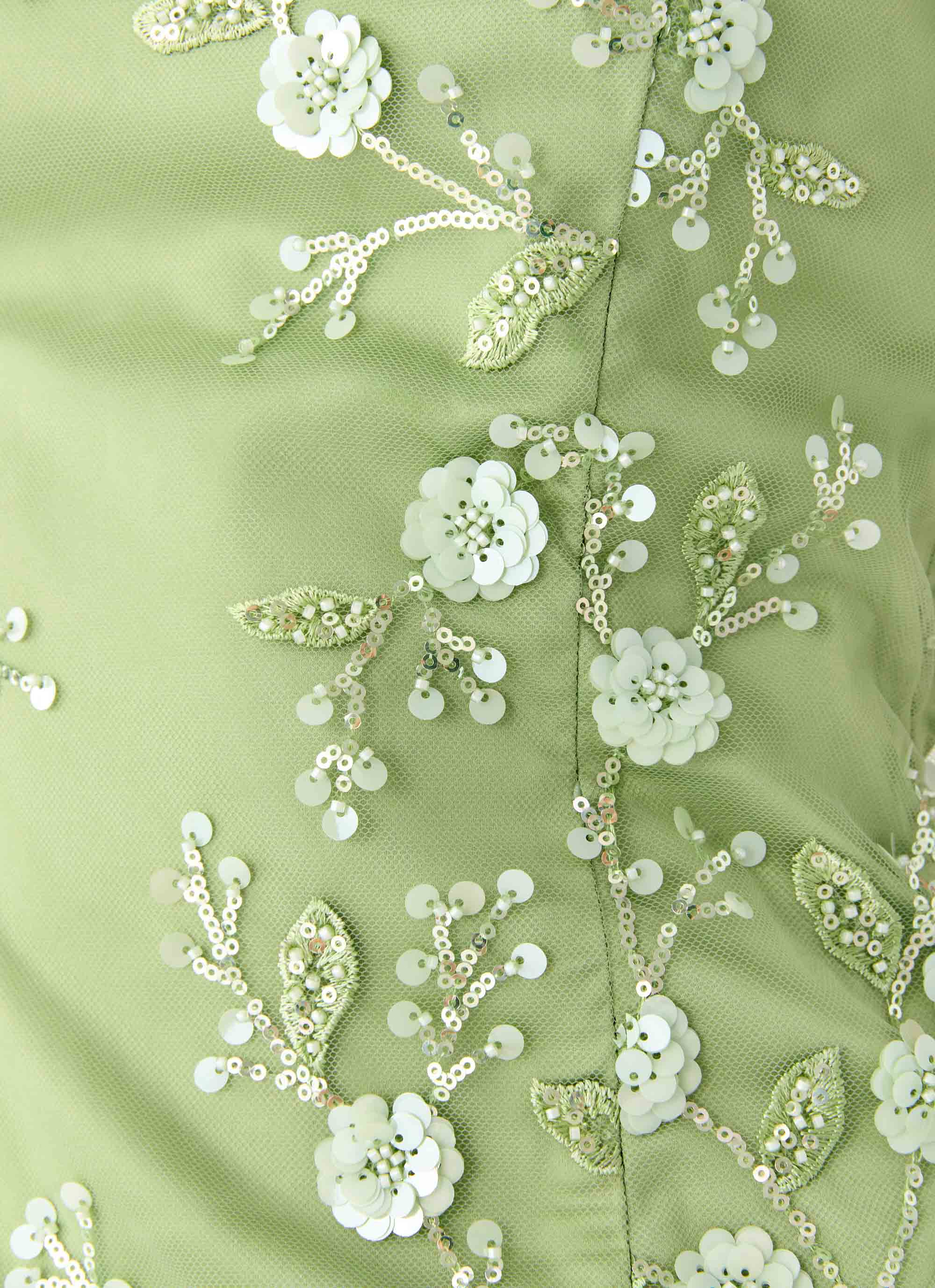 Sea Garden Beaded Strapless Top Green