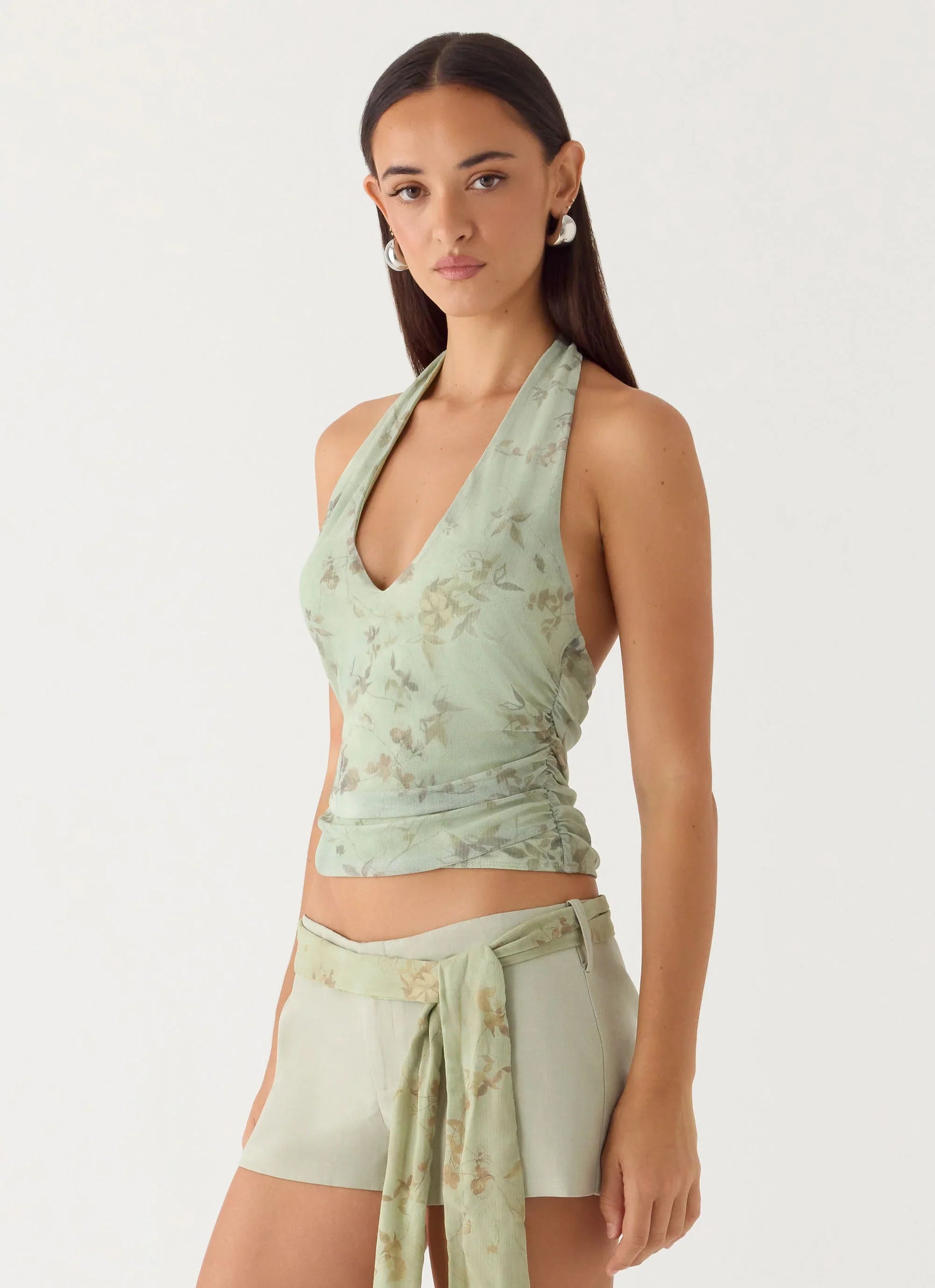 Talk Too Much Halter Top Wispy Fern