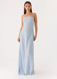 Chaniva Maxi Dress Blue Mocha Dot