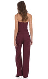 Pinstripe Wide Leg Linen Pants in Burgundy