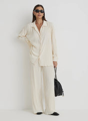 Cream Plisse Trousers