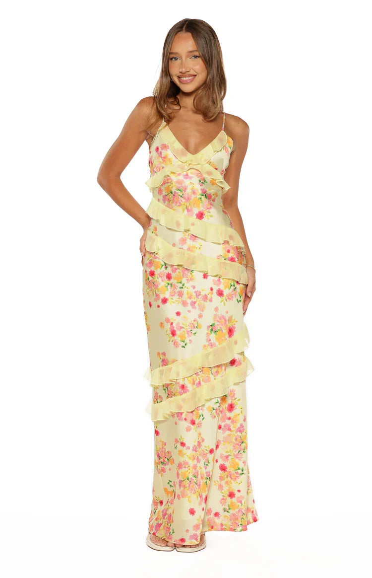 Inara Yellow Bloom Ruffle Maxi PRE ORDER