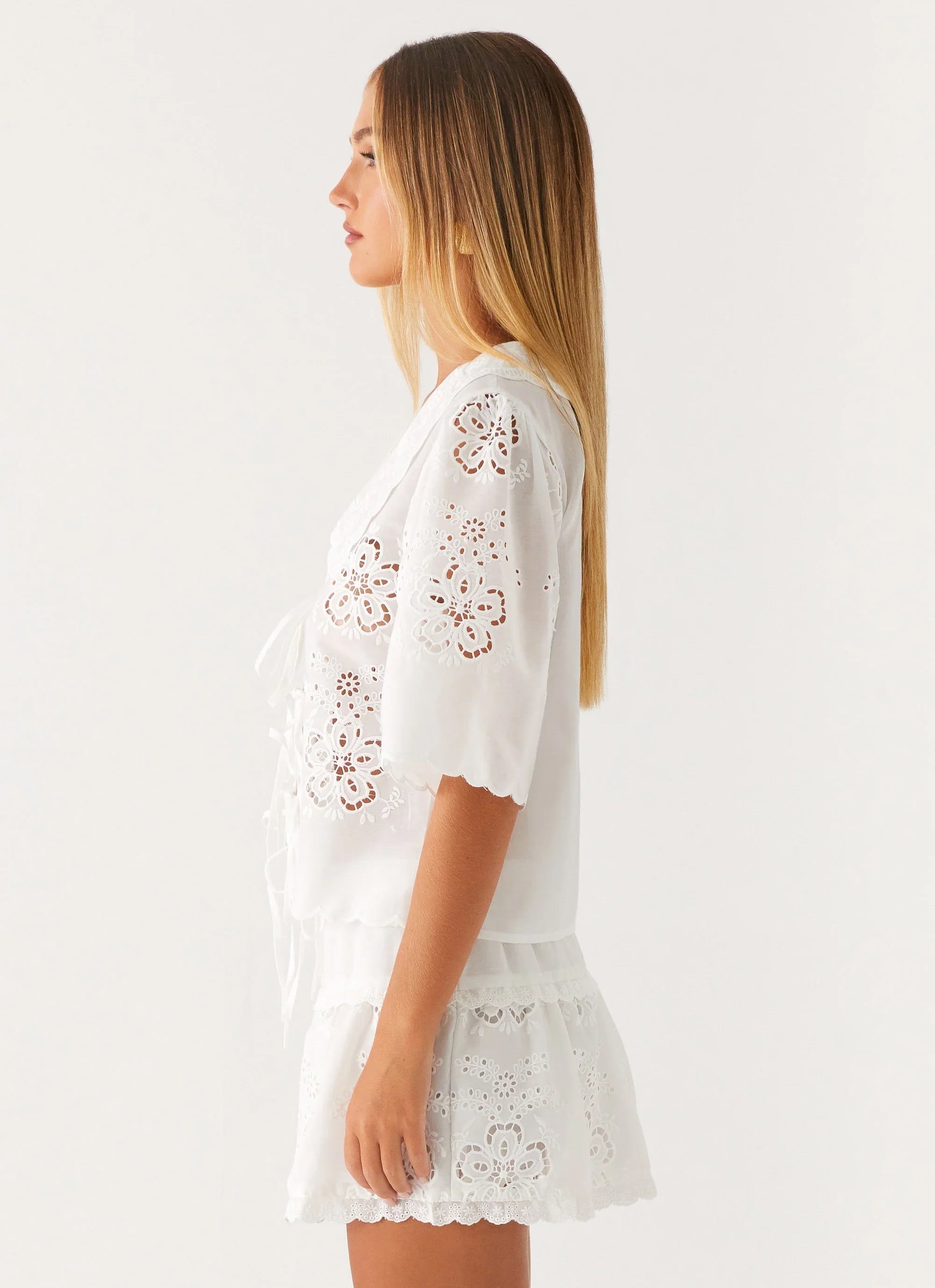 Summer Escape Embroidered Top White