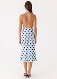 Awuku Midi Dress Blue Mocha Dot