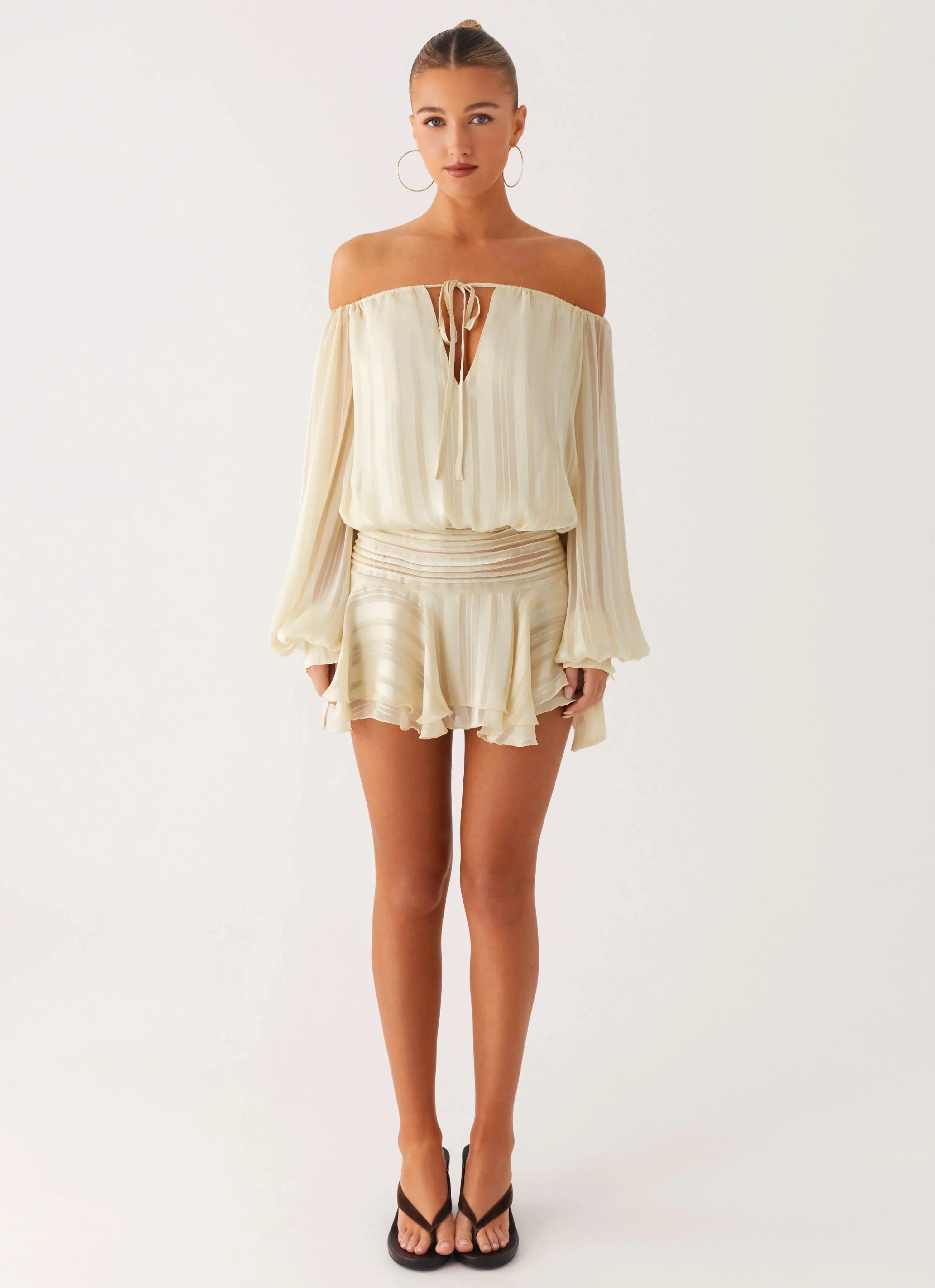 Eira Balloon Sleeve Mini Dress Ivory