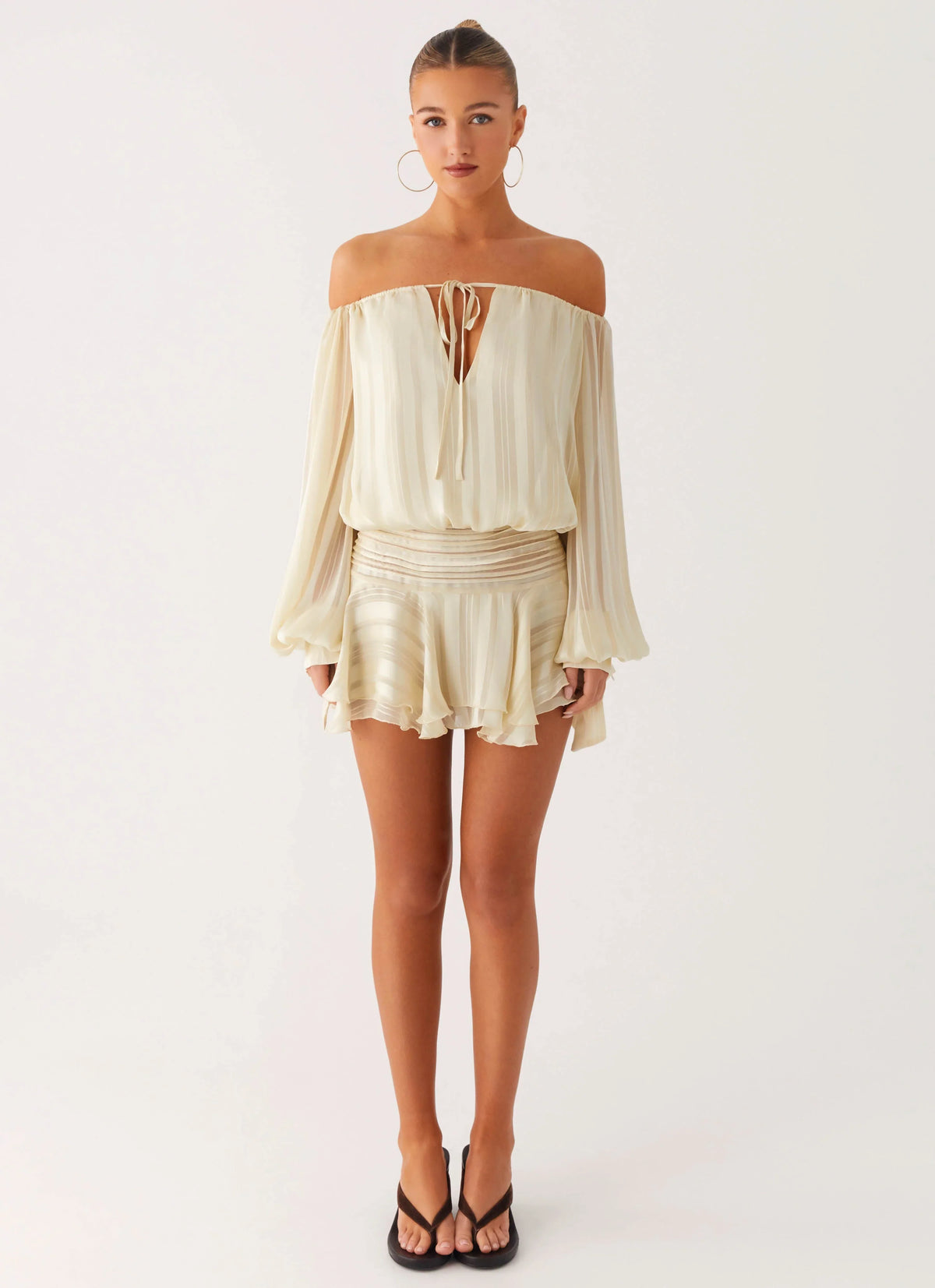 Eira Balloon Sleeve Mini Dress Ivory