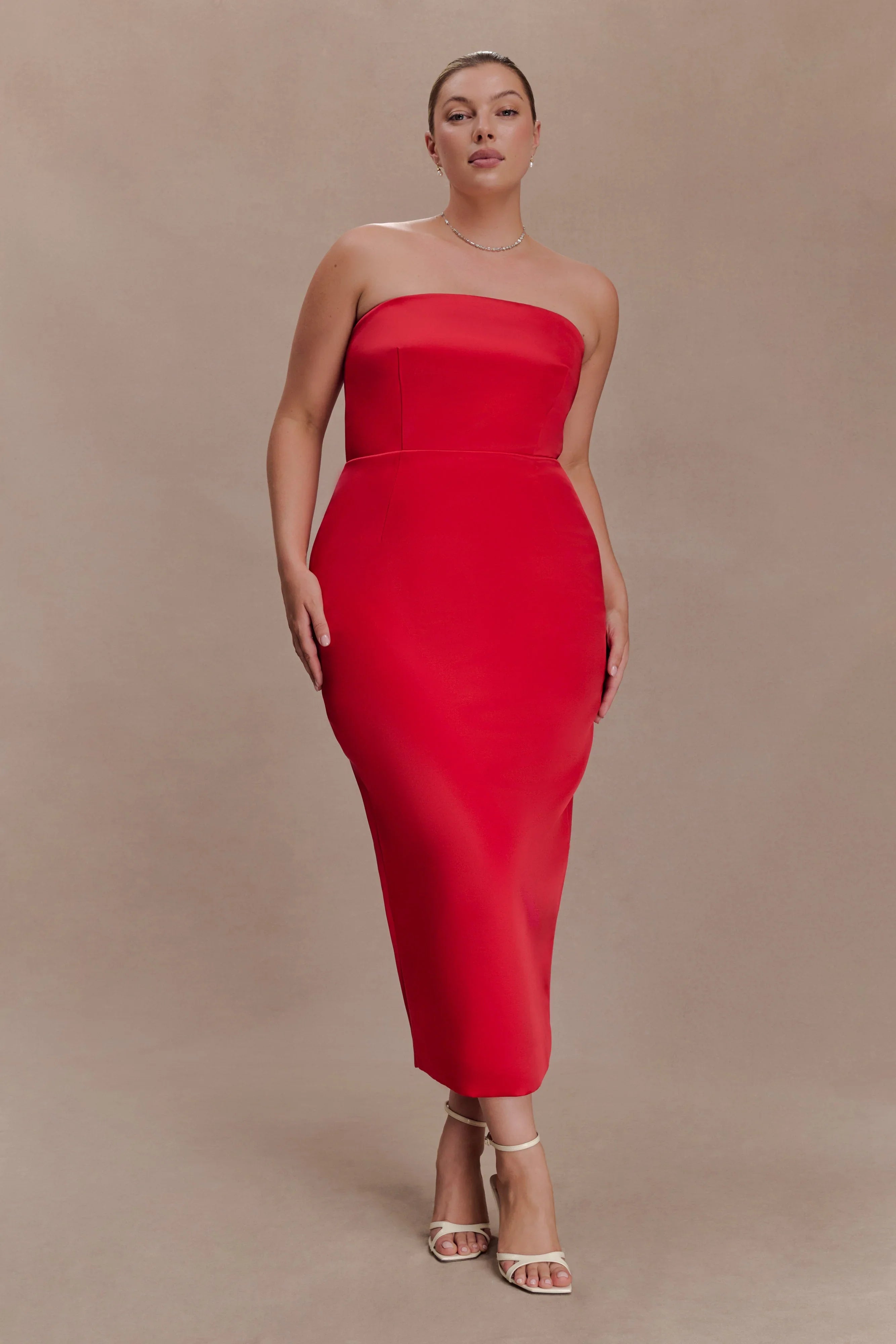 Ophelia Peplum Satin Maxi Dress Red