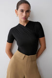 Junie Shortsleeve Cross Over Bodysuit Black