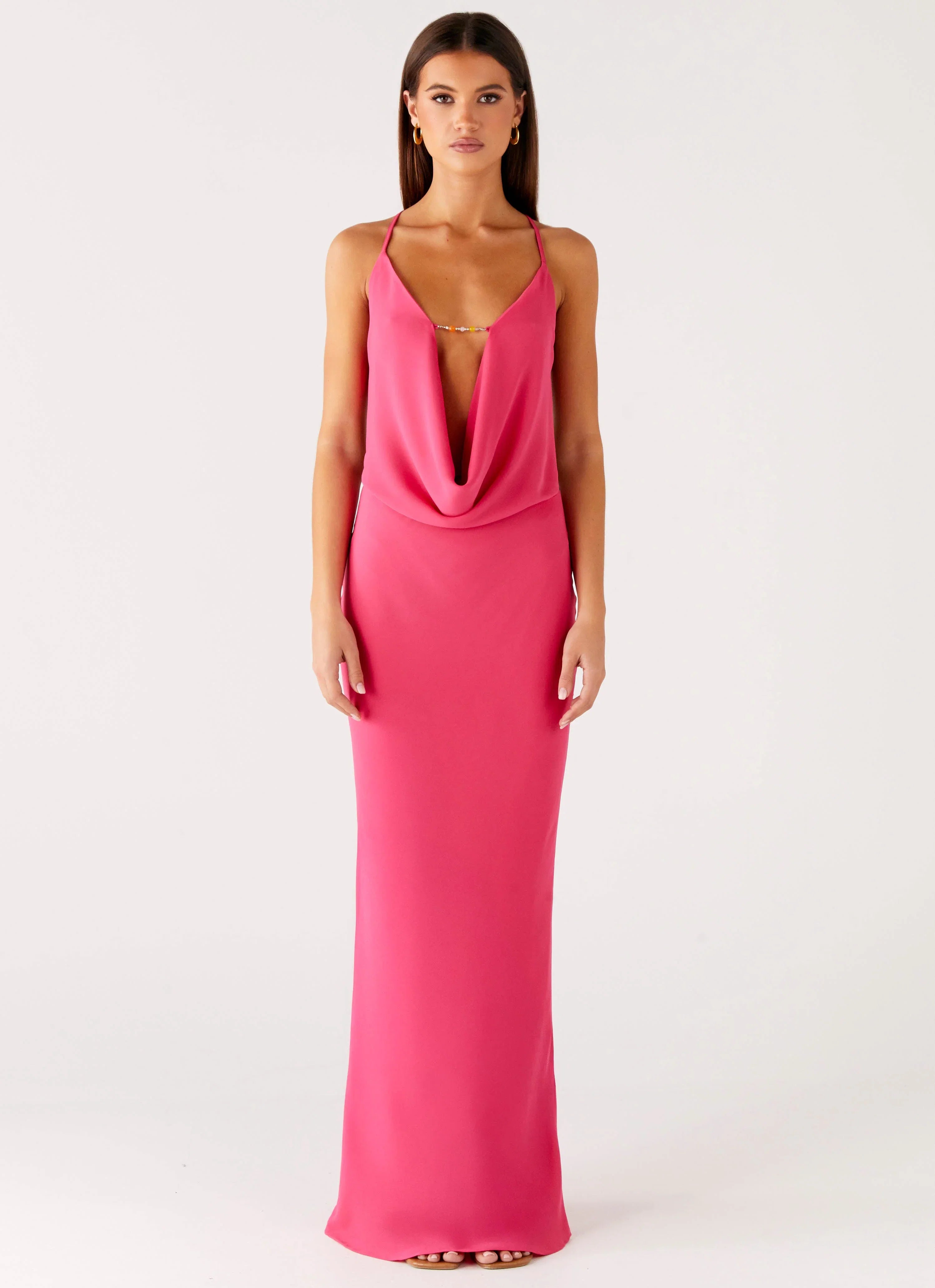 Pure Heart Cowl Maxi Dress Fuchsia