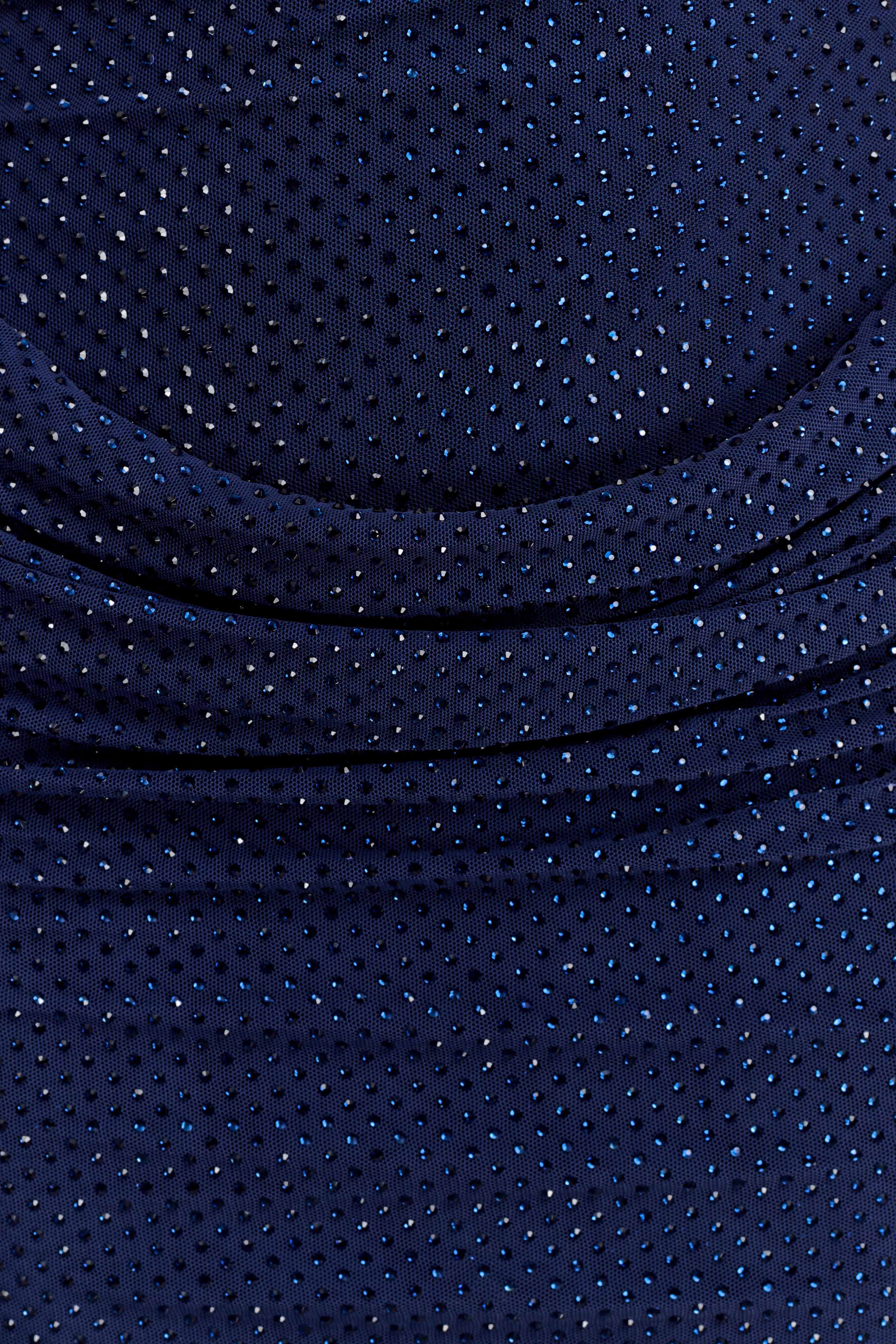 Mattea Diamante Mini Dress With Scarf Navy