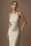 Esther Iridescent Satin Cowl Maxi Dress Sage