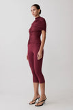 Linh Slinky High Neck Gathered Top Mahogany