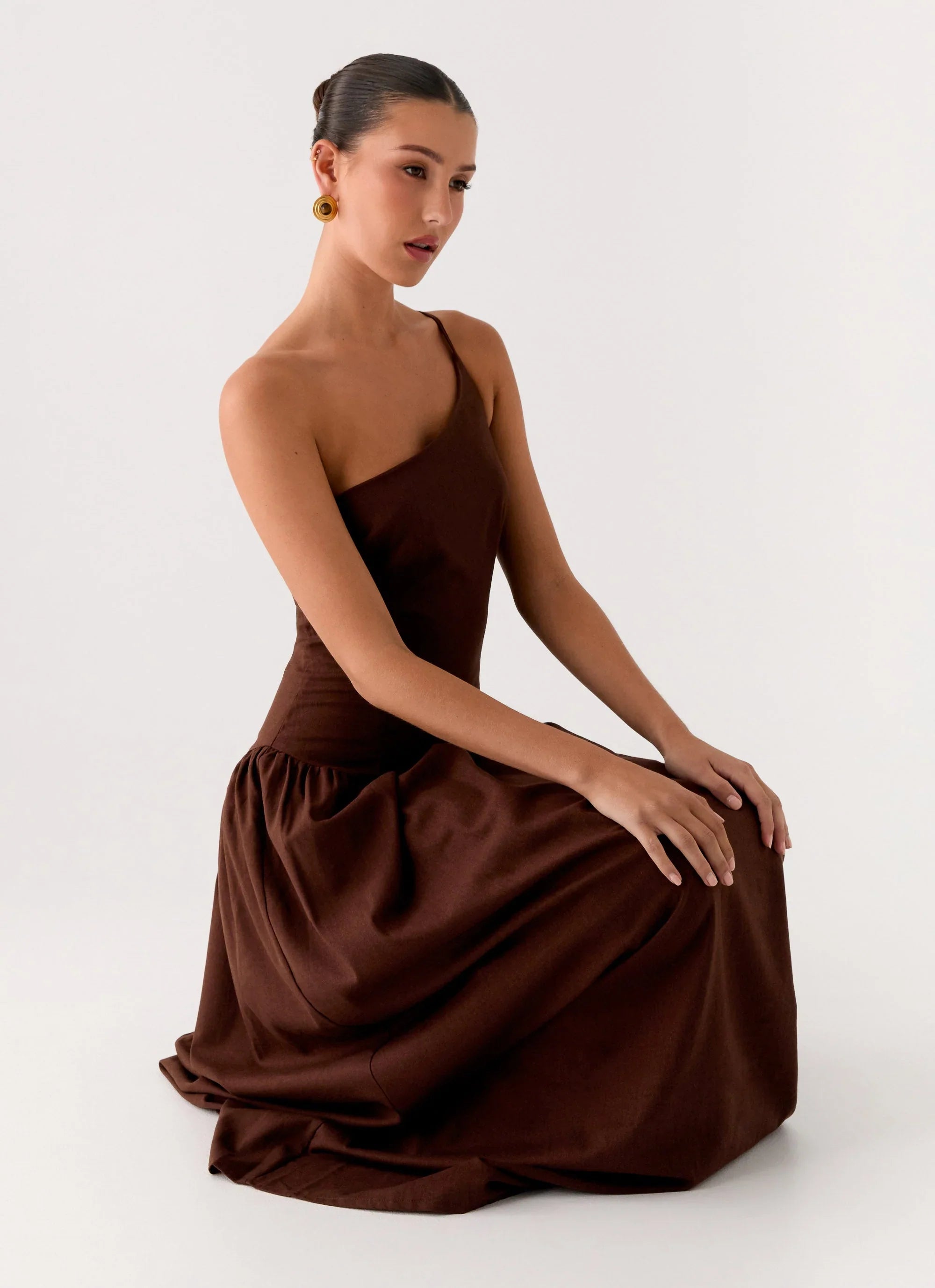 Thinking About You Linen Maxi Dress Brown