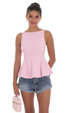 High Neck Back Bow Top in Pink
