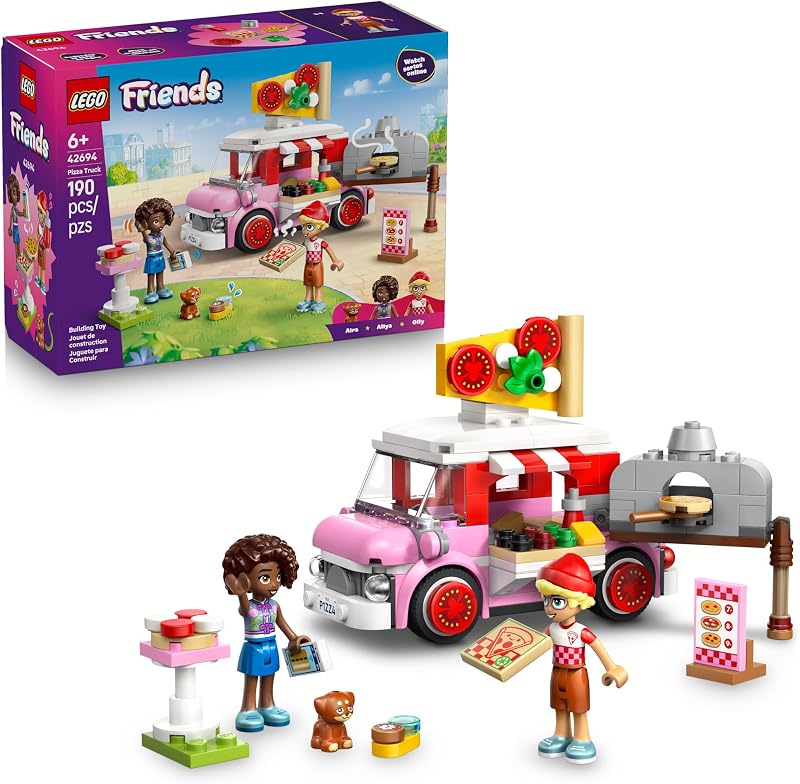 LEGO Friends Pizza Truck 42694 Building Toys for Girls Boys Ages 6 Toy Truck Playset W 2 Minidolls 190 pieces Gift for Birthdays
