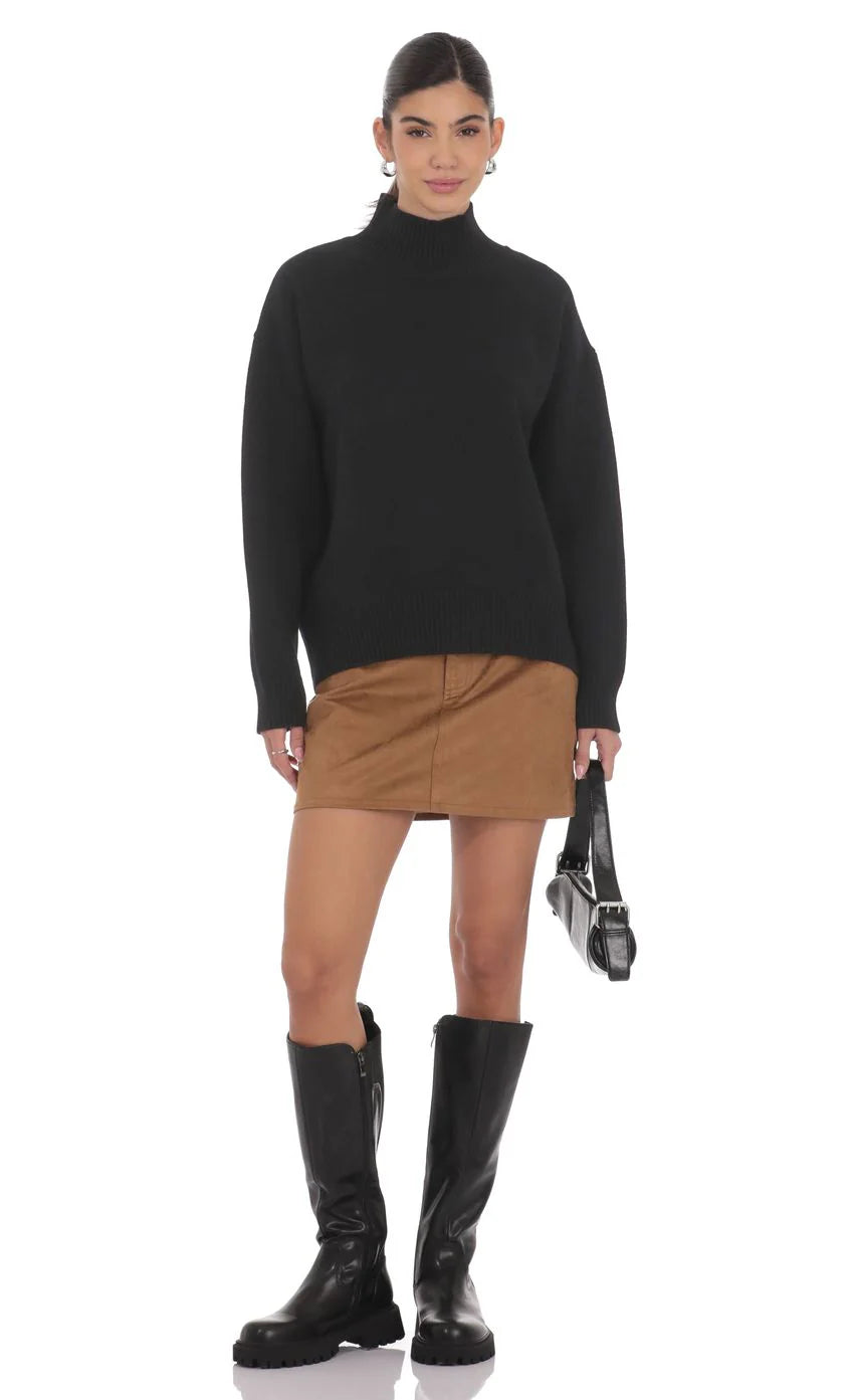 Turtle Neck Knit Jumper in Black