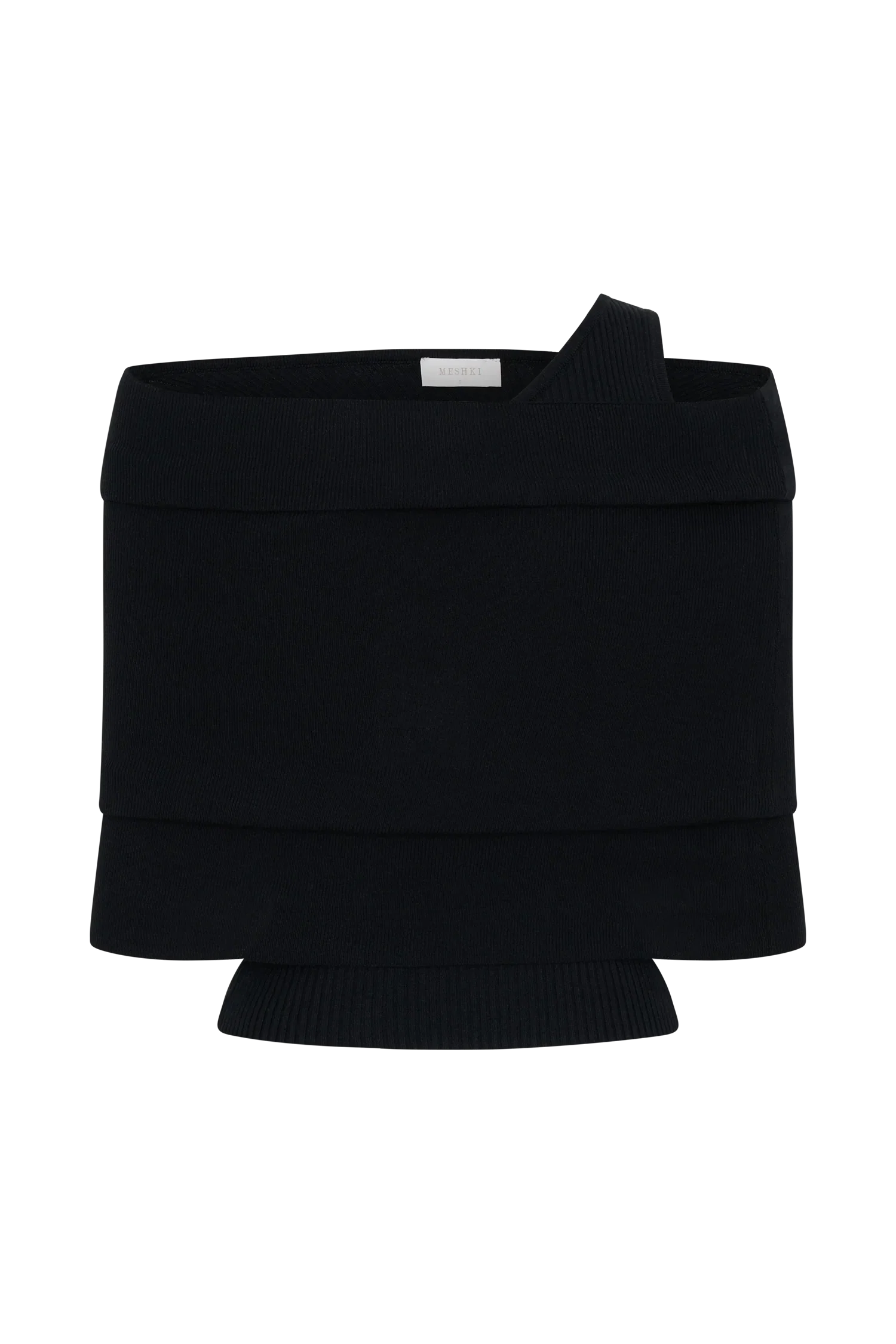 Sierra Asymmetrical Cashmere Blend Knit Top Black