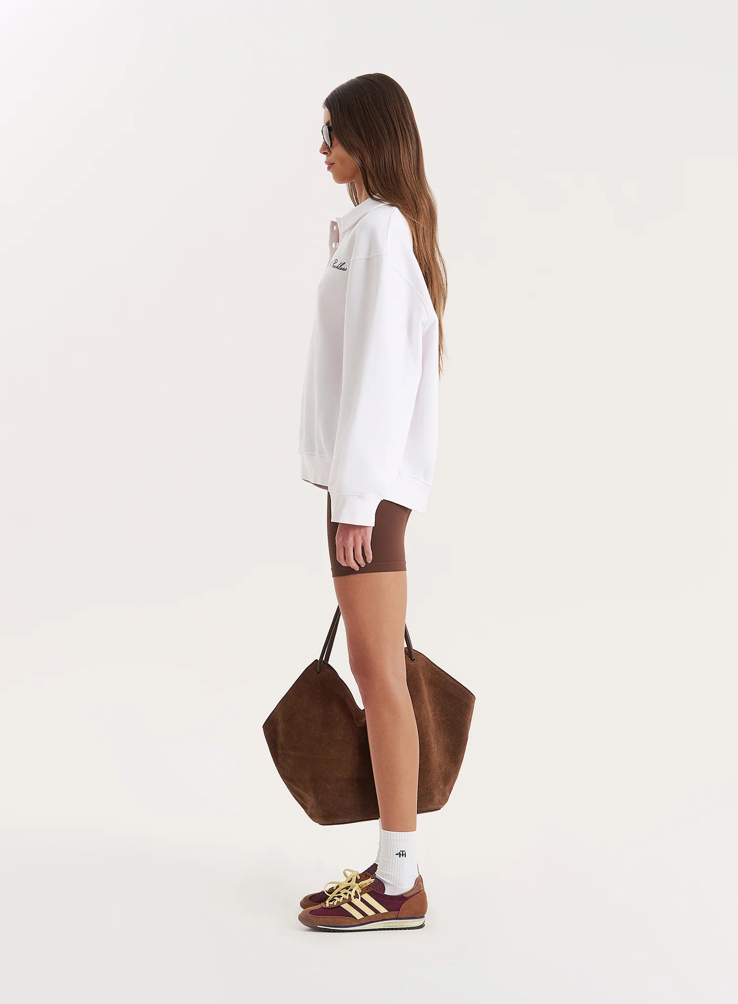 White Branded Polo Sweatshirt