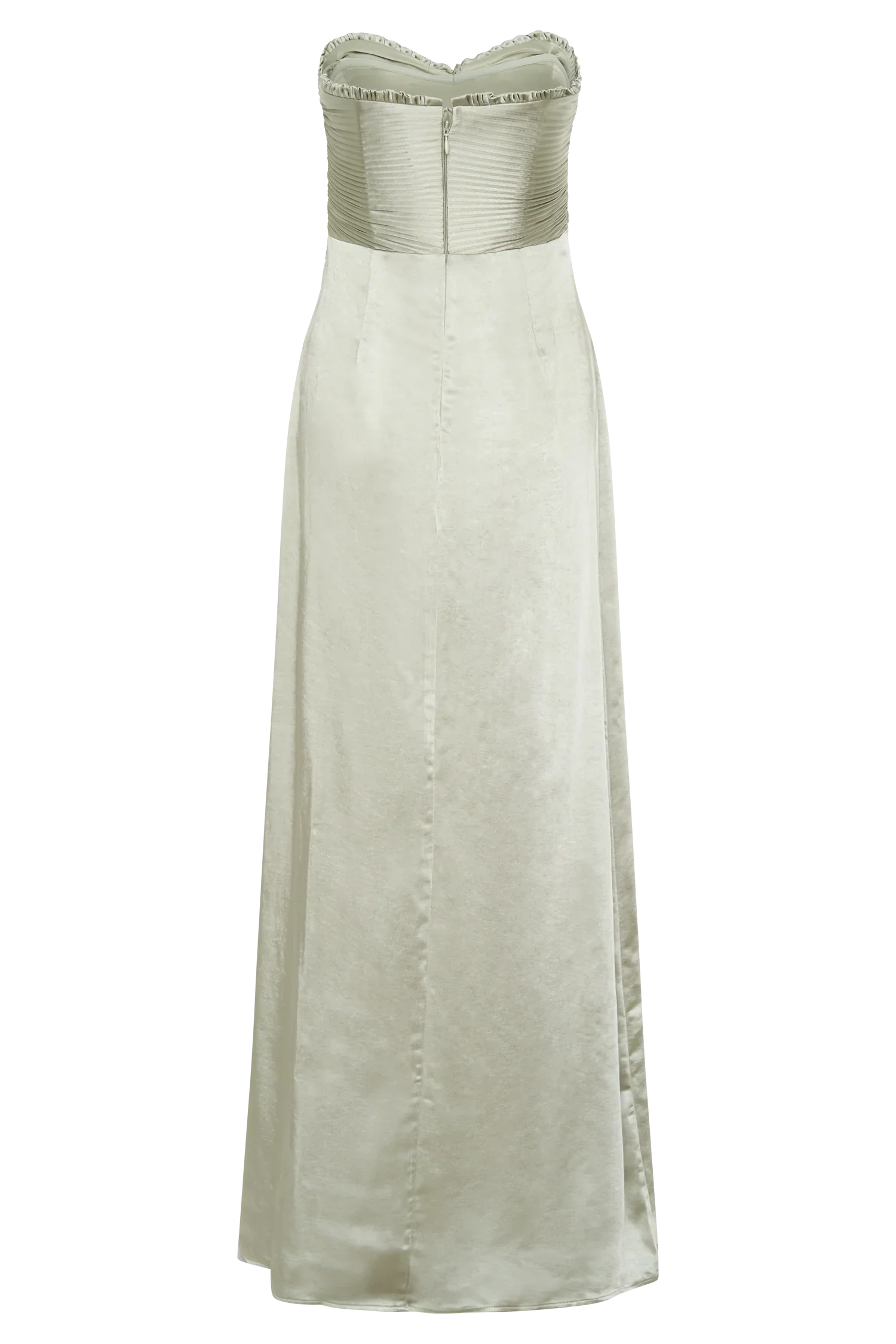 Larissa Satin Maxi Dress With Ruched Petals Sage