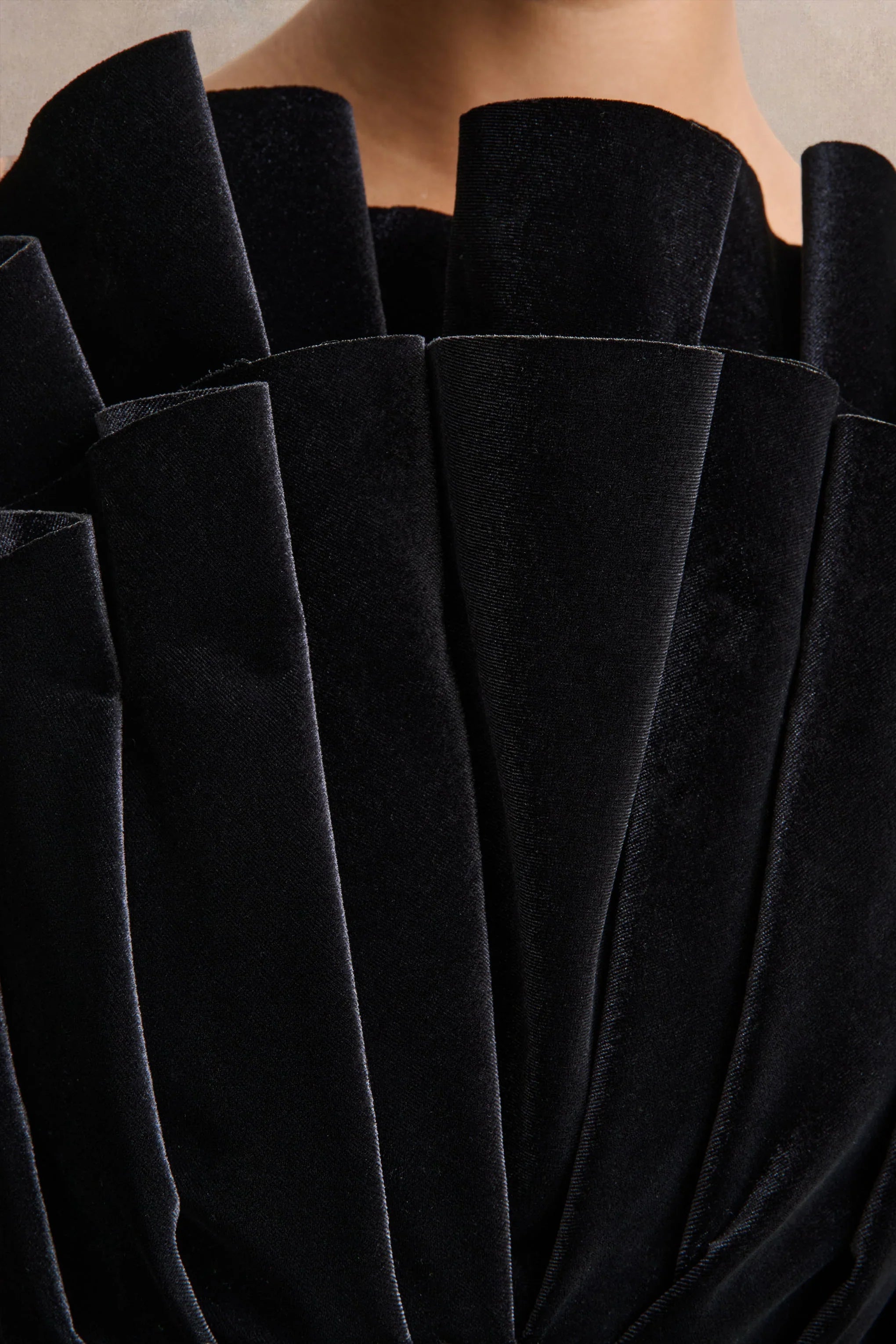 Polly Black Velvet Ruffled Strapless Mini Dress
