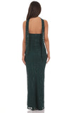 Sequin Scarf Lace Maxi Dress in Green
