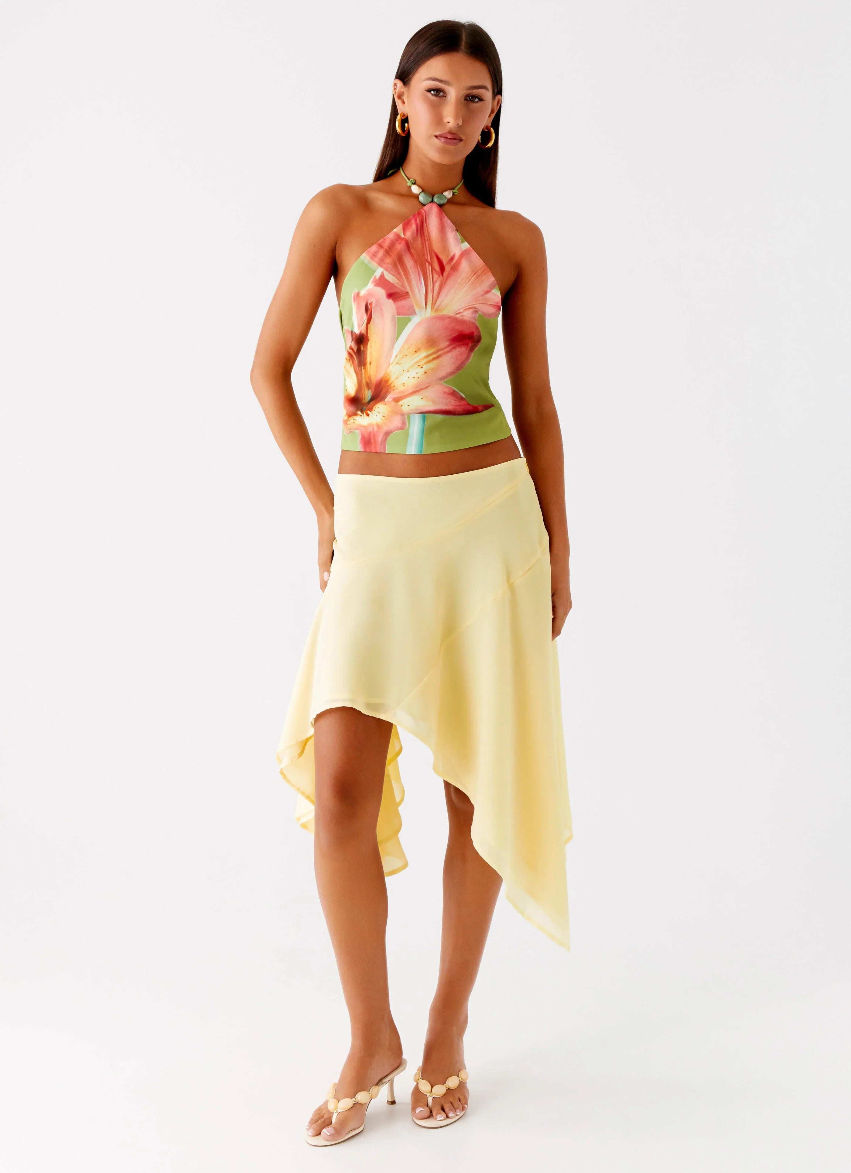 Loreta Beaded Tie Back Top Jungle Floral