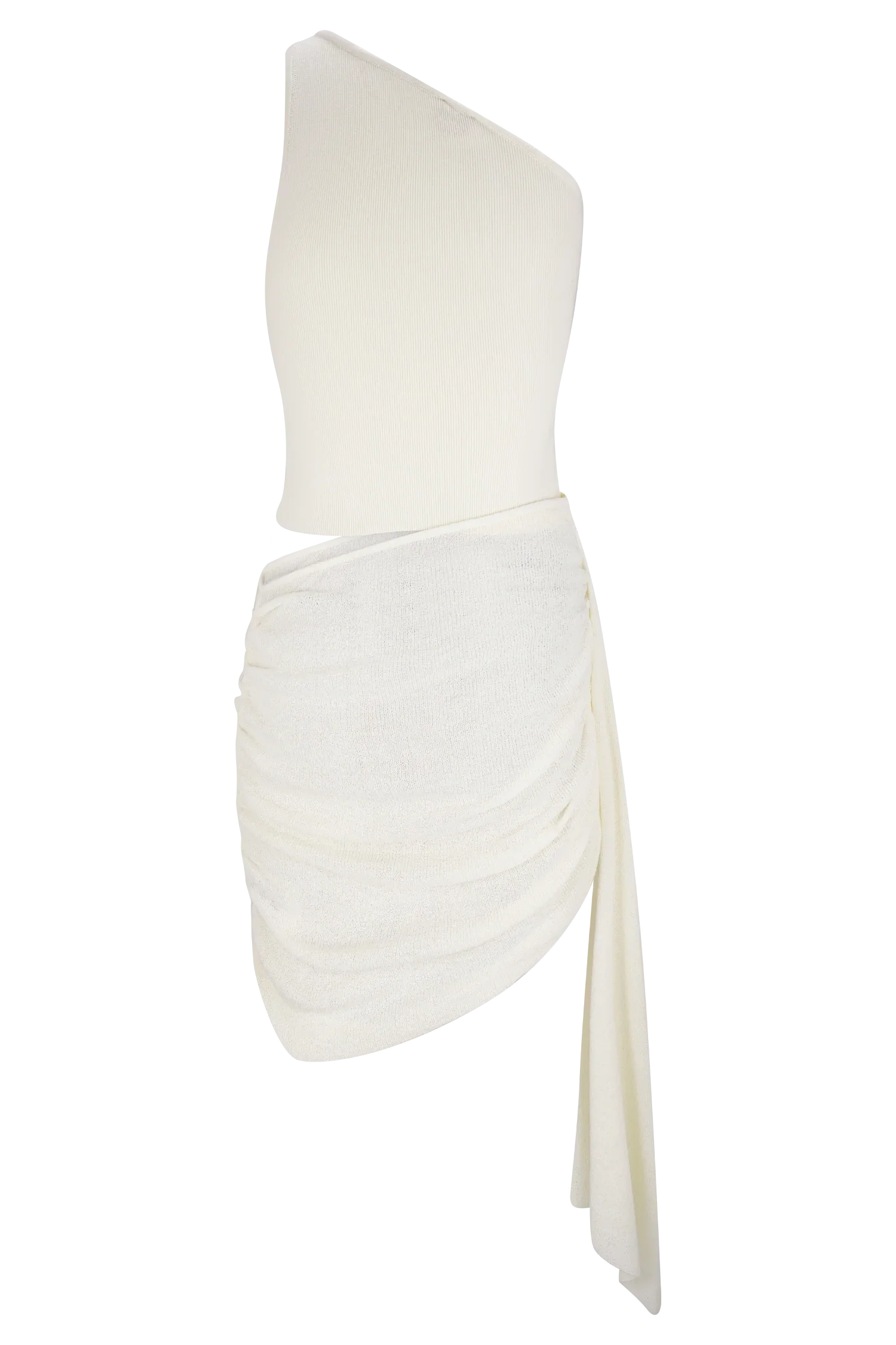 Cali Drape Skirt Knit Mini Dress Ivory