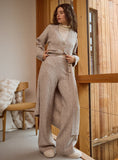 Taupe Cable Knitted Trousers