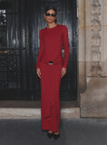 Red Jersey Hardware Waist Detail Maxi Dress
