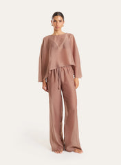 Mocha Sheer Cape Top